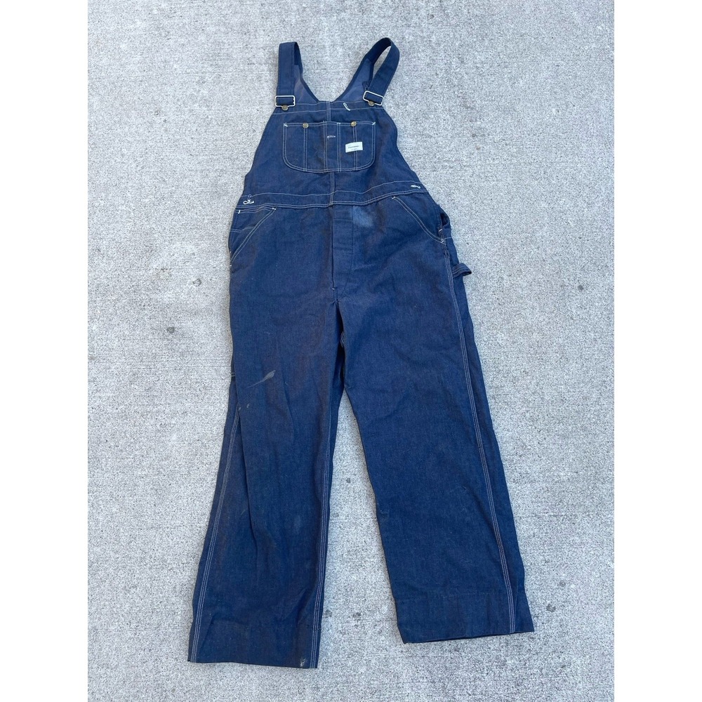 Vintage 60s Sears Denim Overalls Mens 40 40x28 Made in USA 70s Blue Tradewear